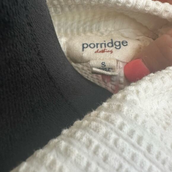 Anthropologie's Porridge Creamy White Ribbed-Like Textured Collar Button Down - Picture 7 of 9